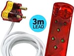 Ellies 4 Way Surge Secure Power Protector With 3 Metre