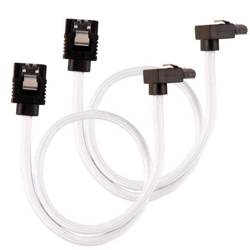 Corsair Premium Sleeved SATA 6Gbps 30cm 90° Connector White SATA Cable